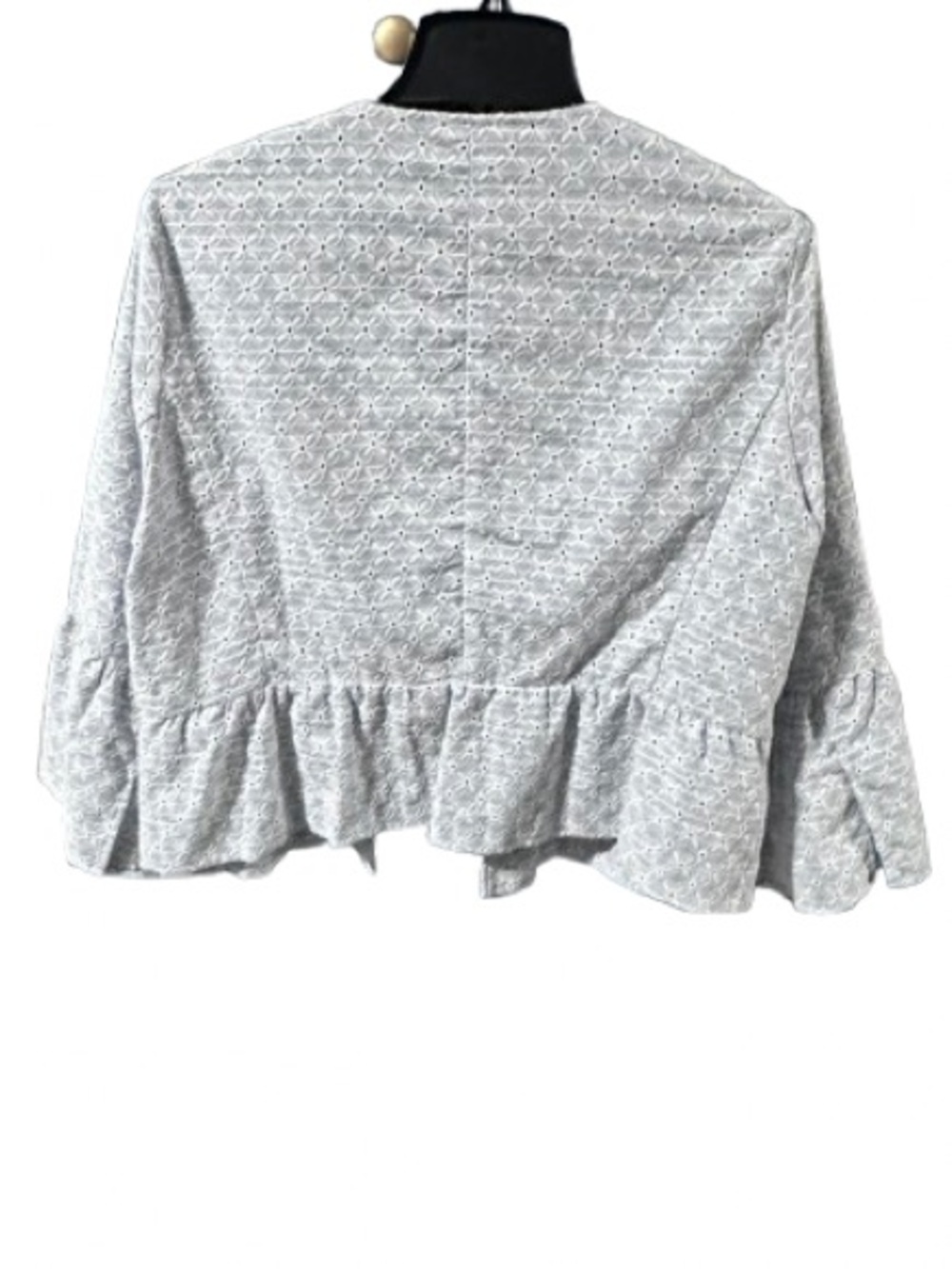 Zara Light Blue Eyelet Open Front Jacket - Picture 3 of 5